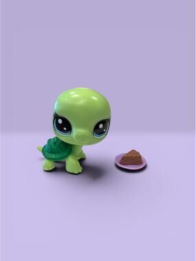 Littlest Pet Shop Green Turtle with Cake Accessory No#